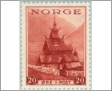 Used NK 221   Tourism- Without wm. 20 Øre Red Brown Thick Yellow Paper