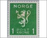 Mint NK 229 Lion type, Crown values 1 Krone Green