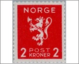 Mint NK 231 Lion type, Crown values 2 Krone Red