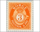 Mint NK 239 Posthorn and Lion III (no wmk) 3 Øre Dark orange