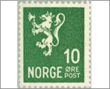 Used NK 242   Posthorn and Lion III (no wmk) 10 Øre Green