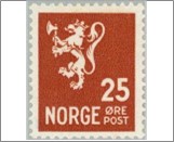 Used NK 247   Posthorn and Lion III (no wmk) 25 Øre Brown