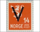 Mint NK 267 V- Overprint (wmk) 14 Øre Bright orange