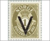 Mint NK 274 V- Overprint (no wmk) 1 Øre Grey olive