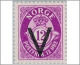 Mint NK 280 V- Overprint (no wmk) 12 Øre Violet purple