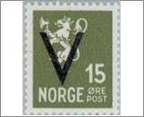 Mint NK 281 V- Overprint (no wmk) 15 Øre Greenish olive