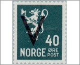 Mint NK 286 V- Overprint (no wmk) 40 Øre Green grey