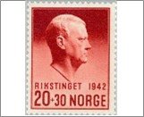 Used NK 306   Vidkun Quisling (1887-1945) 20 Øre Carmine brown