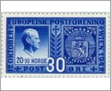 Used NK 310   European Postal Union 30 Øre Dark ultramarine