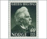 Used NK 316   Edvard Grieg 40 Øre Black olive
