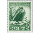 Used NK 322   Postal steamer "Bardy" torpedoed 10 Øre Dark olive green