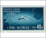 Used NK 325   Flight over the North Sea 40 Øre Prussian blue