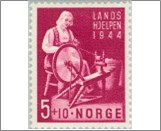 Used NK 326   People at work 5 Øre Red lilac