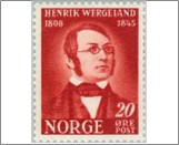 Used NK 341   Henrik Wergeland 20 Øre Dark red