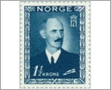 Mint NK 351 King Haakon VII 1.5 Krone Blue