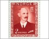 Mint NK 352 King Haakon VII 2 Krone Brown red