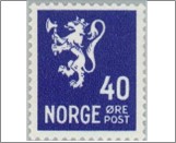 Mint NK 356 Lion type III 40 Øre Dark blue