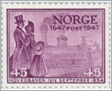 Mint NK 365 First Norwegian railways 45 Øre Violet