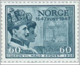 Mint NK 368 Crowning of king Haakons VII & queen Maud (1906) 60 Øre Blue black