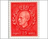 Mint NK 371 King Haakon VII 75th Birthday 25 Øre Red