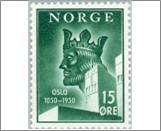 Mint NK 383 Oslo 900th anniversary 15 Øre Green