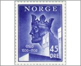 Mint NK 385 Oslo 900th anniversary 45 Øre Blue