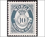 Mint NK 388 Posthorn 10 Øre Blue grey