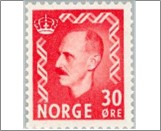 Mint NK 396 King Haakon VII 30 Øre Red