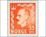 Mint NK 400 King Haakon VII 55 Øre Orange