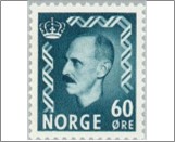 Mint NK 402 King Haakon VII 60 Øre Green blue