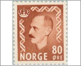 Mint NK 403 King Haakon VII 80 Øre Light brown
