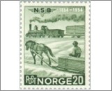 Mint NK 419 Stephenson Locomotive on Hoved Railway, 1854 20 Øre Dark yellow green