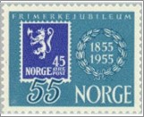 Used NK 427   The Stamp Jubilee 55 Øre Grey blue,Ultramarine