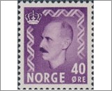Used NK 433   King Haakon VII 40 Øre Violet