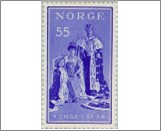 Used NK 440   King Haakon VII- Regeringsjubileum 55 Øre Ultramarine