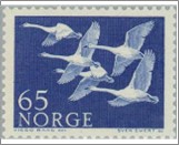 Used NK 444   Norden- Swans 65 Øre Violet ultramarine