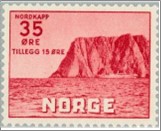 Used NK 446   The North Cape V 35 Øre Carmine red