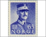 Used NK 452   King Haakon VII 85th Birthday 65 Øre Ultramarine