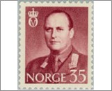 Mint NK 456 King Olav V 35 Øre Brown lilac