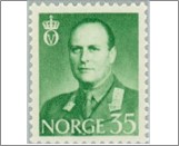 Mint NK 457 King Olav V 35 Øre Yellow green