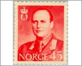 Used NK 460   King Olav V 45 Øre Red