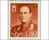Mint NK 466 King Olav V 80 Øre Orange brown
