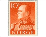 Used NK 473   King Olav V 10 Krone Red orange