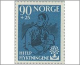 Mint NK 484 World Refugee Year 90 Øre Blue,Black
