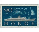 Mint NK 489 Passenger ship "Bergensfjord" 90 Øre Multicolor