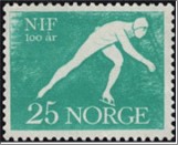 Mint NK 493 Ice Skating 25 Øre Blue green