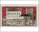 Mint NK 496 Haakon's Hall, Bergenhus Fortress 45 Øre Brown black,Carmine brown