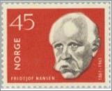 Mint NK 500 Fridtjof Nansen (1861-1930) 45 Øre Brown red,Grey black