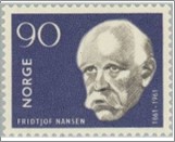 Mint NK 501 Fridtjof Nansen (1861-1930) 90 Øre Grey black,Indigo