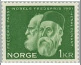 Used NK 505   Nobel Prize winners - Frederic Passy, Henri Dunant 1 Krone Dark yellow green